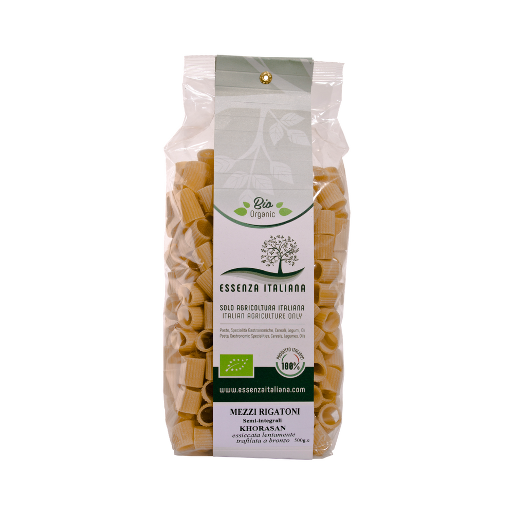 Mezzi rigatoni di Khorasan BIO 100% Made in Italy 500g - Essenza Italiana