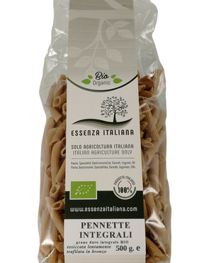Pennette integrali di grano duro Bio 100%italiane da 500 gr. Essenza Italiana