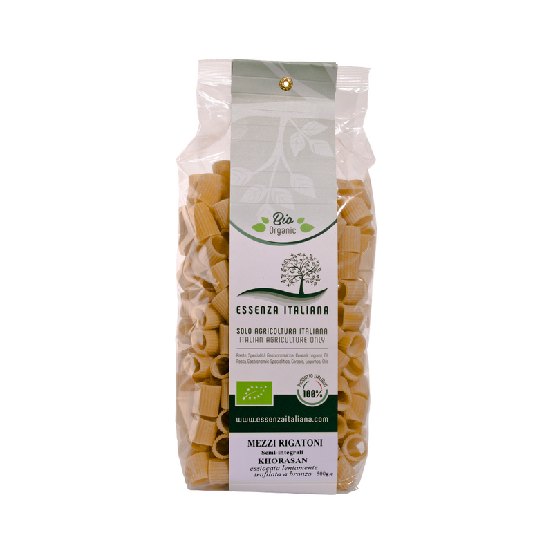 Mezzi rigatoni di khorasan bio 100% made in italy 500g - essenza itali